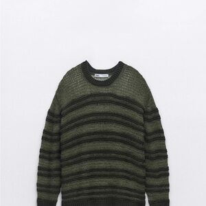 Zara Green Striped Sweater